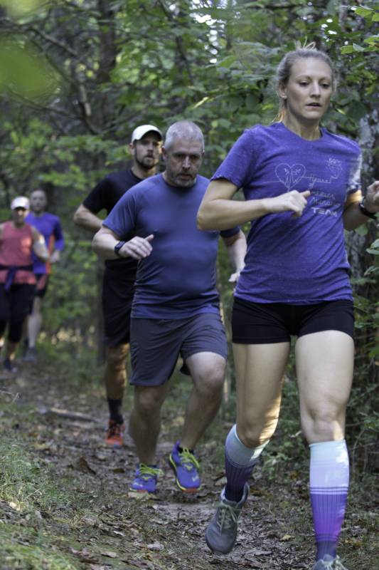 Runners in a trail race