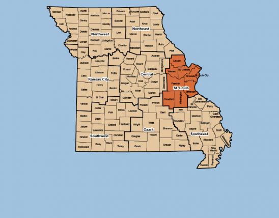 MDC regional map with St. Louis Region highlighted