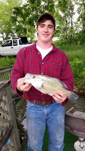 Austin Campbell with his record white crappie. 