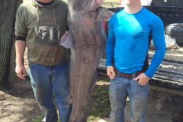 Burr Edde (left) with his state record blue catfish, March 2015