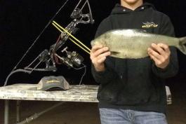 Jacob Morgan holds his state record gizzard shad.